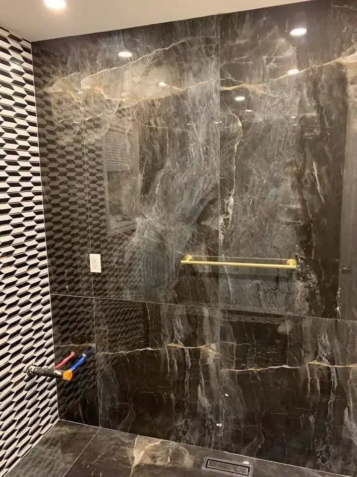 black shower bathroom installation image form floor heaven in hamilton and stoney creek ontario