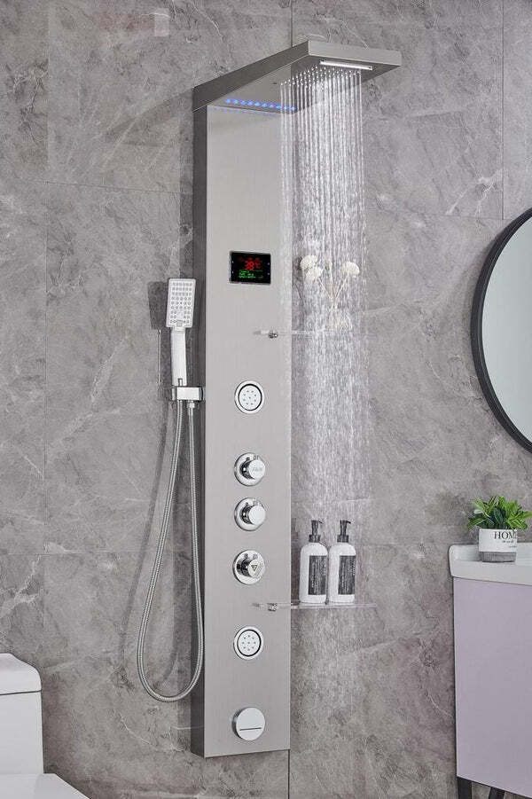 Luxury Shower Panel Tower Stainless Steel with LCD Screen ZM8041