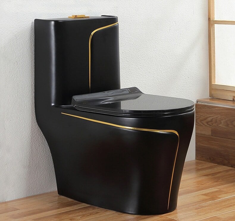 SINGLE PC TOILET SEAT (BLACK & GOLD)