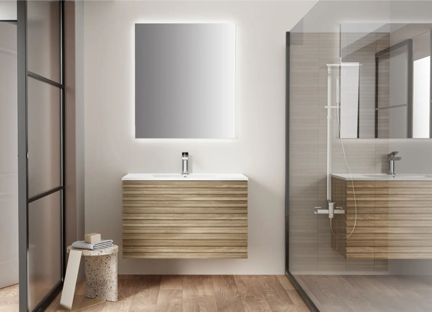Floating fluted Vanity