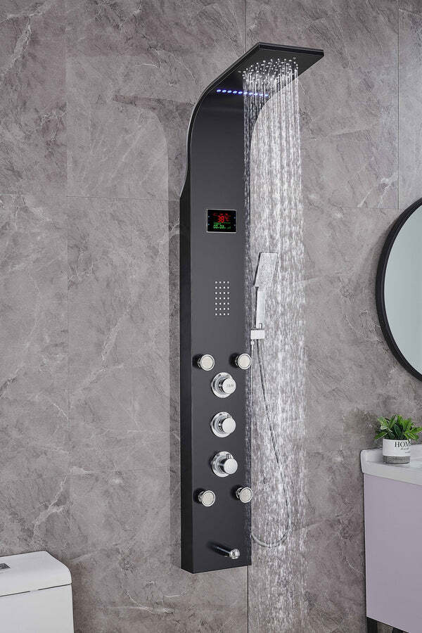 Luxury Shower Panel Tower Stainless Steel with LCD Screen ZM-26