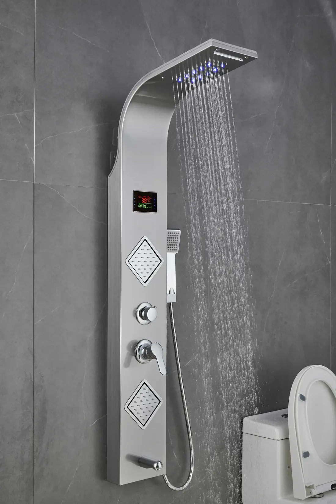 Luxury Shower Panel Tower Stainless Steel with LCD Screen ZM6215